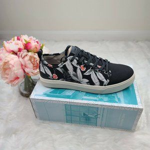 Toms Men's Travel Lite Low Sneaker OrthoLite Canvas Black Floral Print Sz 10 NEW